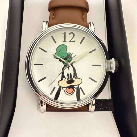 NWT - DISNEY Men's Goofy Analog-Quartz Watch with Leather-Synthetic Strap, Brown - Picture 10 of 16